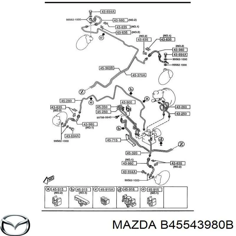 Шланг тормозной передний Mazda B45543980B