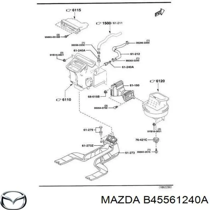 Купить B45561240A Mazda Быстросъемная муфта шланга радиатора печки