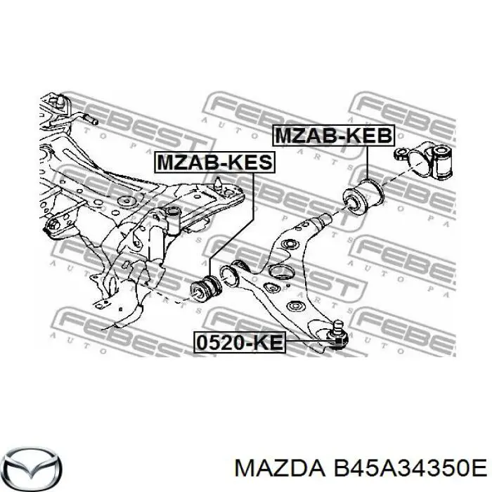 Рычаг передней подвески нижний левый B45A34350E Mazda