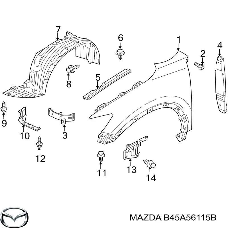 Protetor de lama dianteiro esquerdo para Mazda 3 (BM, BN)