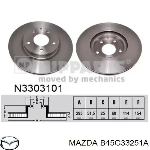 Compre B45G33251A Mazda Disco do freio dianteiro