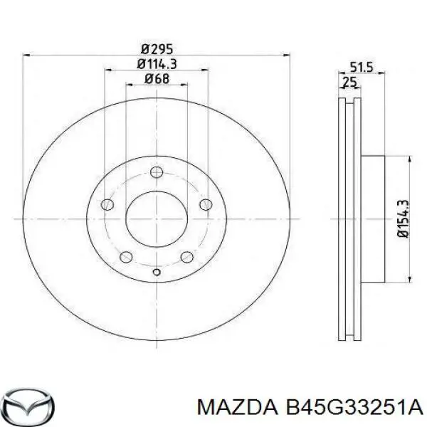 Диск тормозной передний Mazda B45G33251A