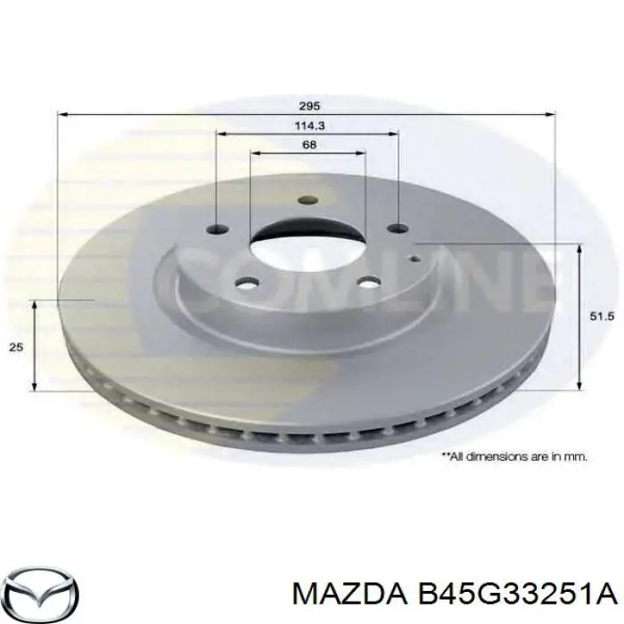 B45G33251A Mazda Disco do freio dianteiro