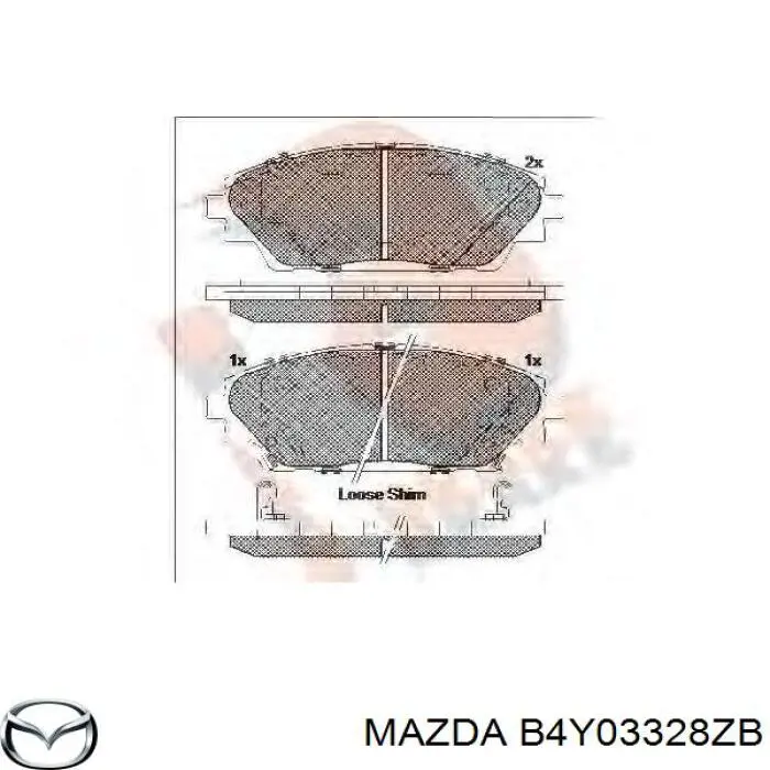 Передние тормозные колодки B4Y03328ZB Mazda