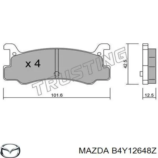 Задние тормозные колодки B4Y12648Z Mazda