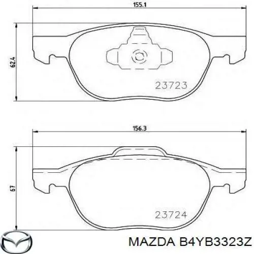 B4YB3323Z Mazda колодки тормозные передние дисковые