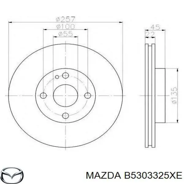 Передние тормозные диски B5303325XE Mazda