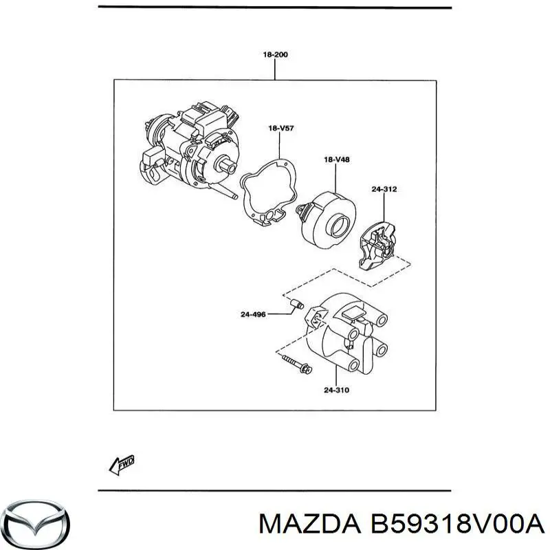 Крышка распределителя зажигания (трамблера) Mazda B59318V00A