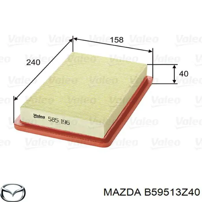 Compre B59513Z40 Mazda Filtro de ar