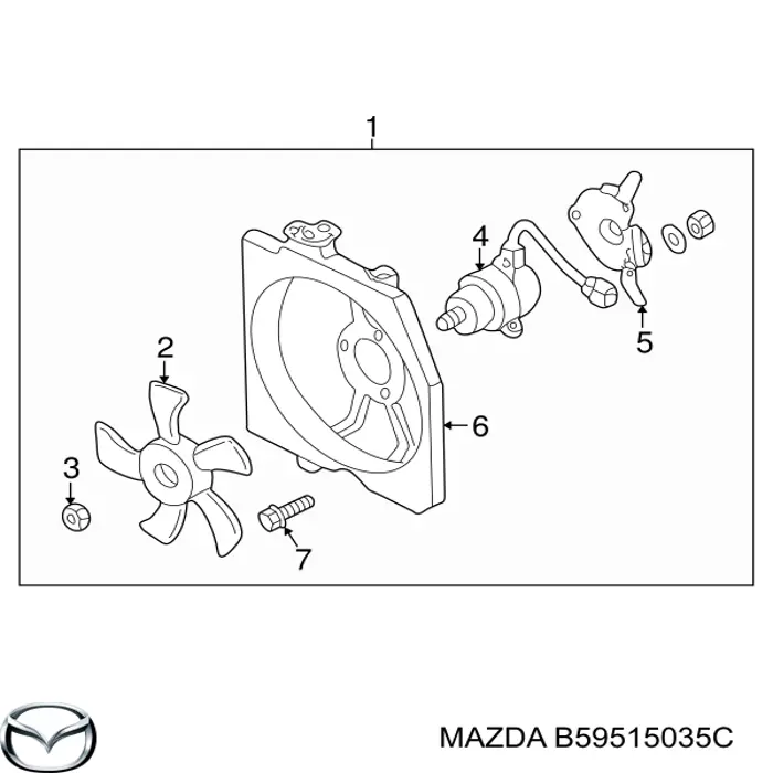 B59515035C Mazda диффузор радиатора кондиционера, в сборе с крыльчаткой и мотором