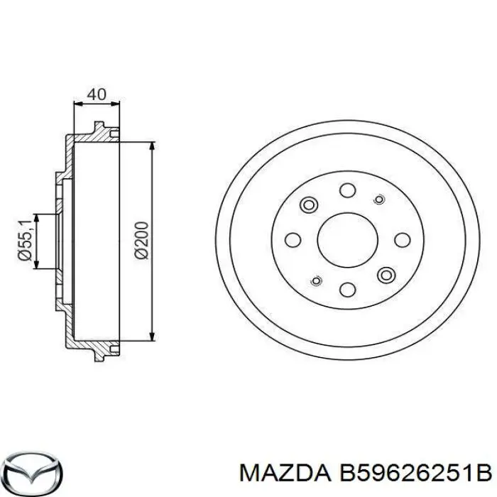 B59626251B Mazda барабан тормозной задний