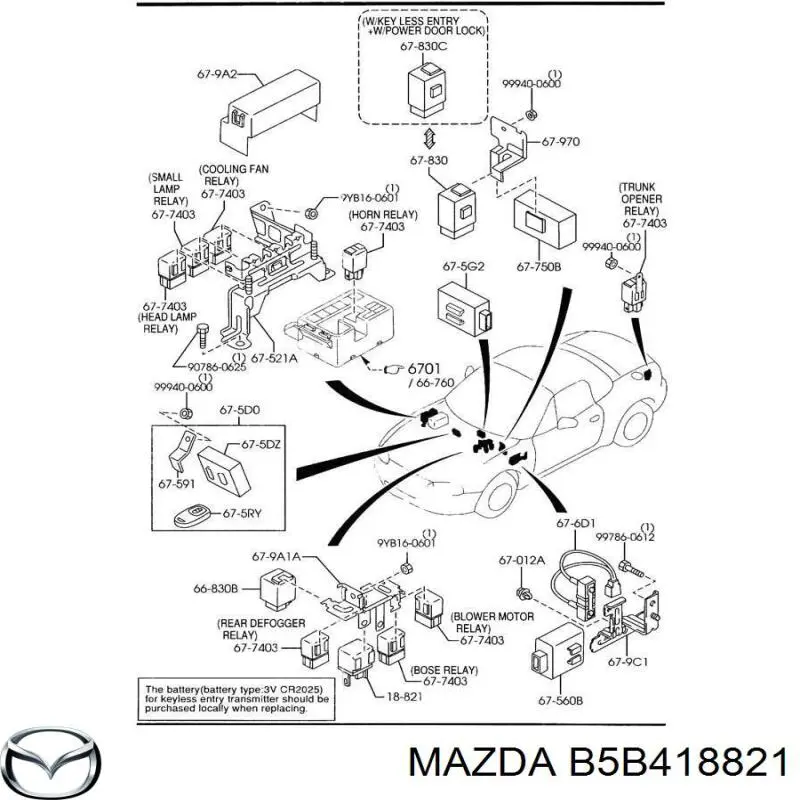 B5B418821 Mazda relê de bomba de gasolina elétrica