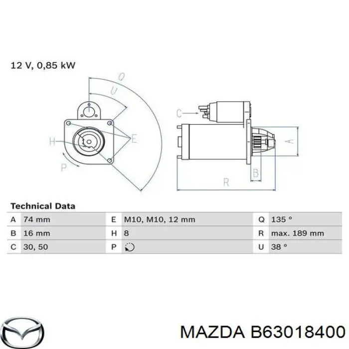 Купить B63018400 Mazda Стартер