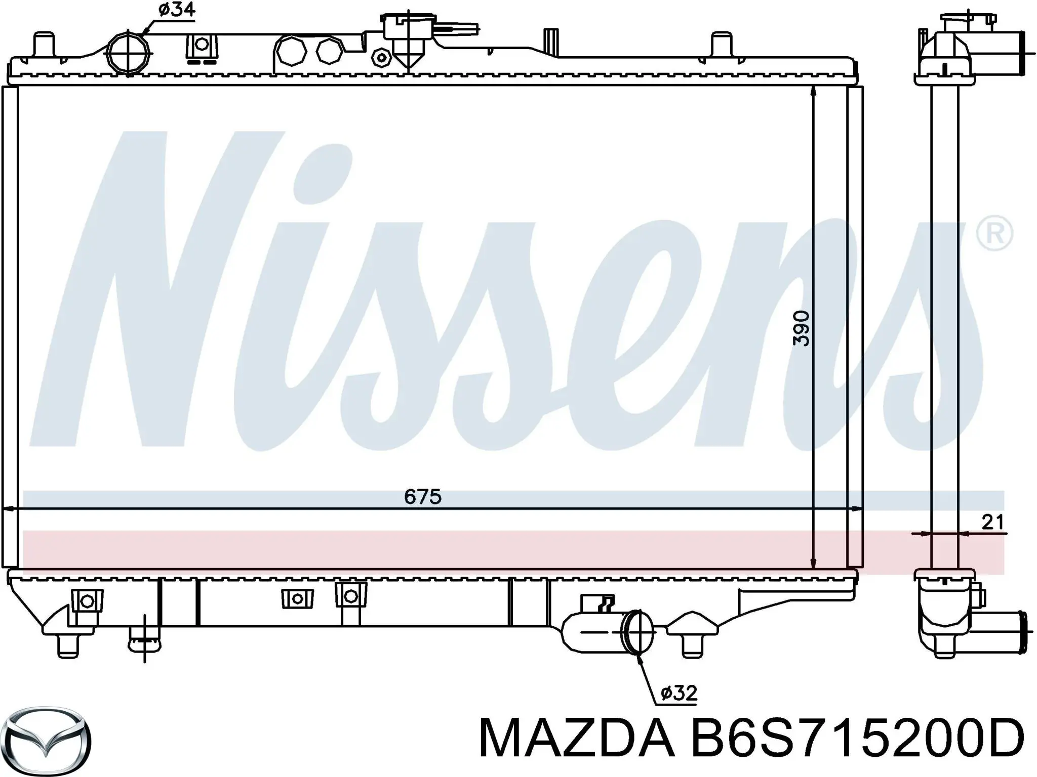 Радиатор B6S715200D Mazda