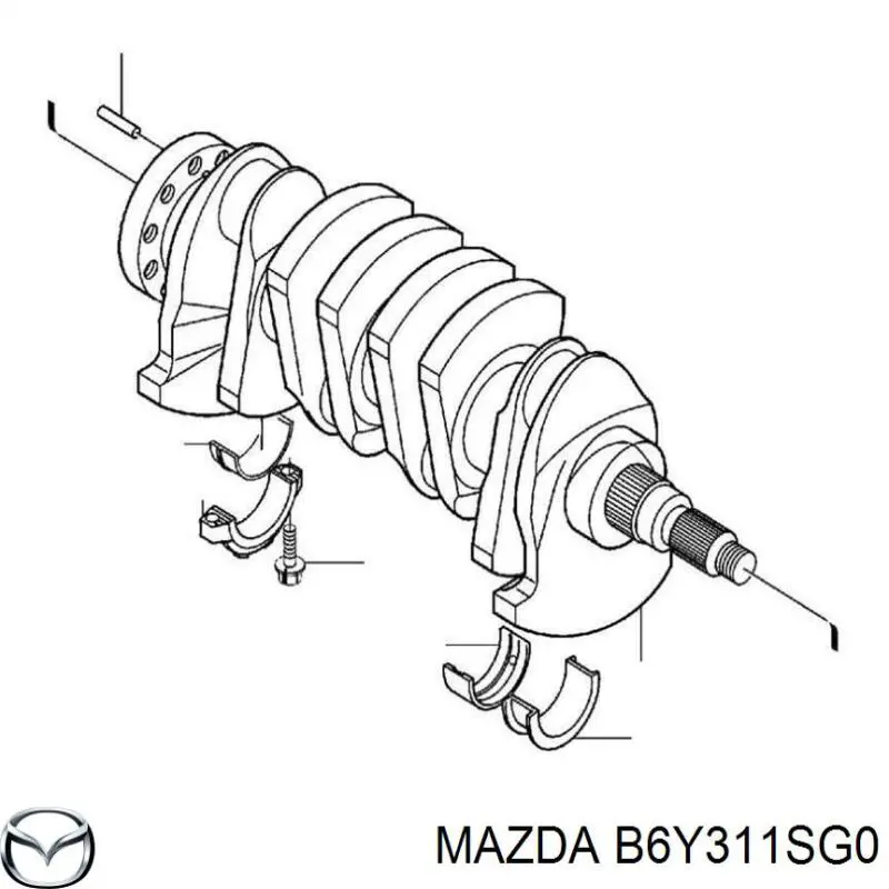 Вкладыши коленвала коренные, комплект, стандарт (STD) Mazda B6Y311SG0
