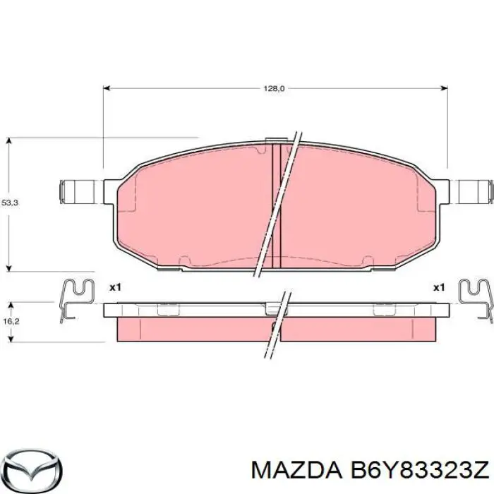 Передние тормозные колодки B6Y83323Z Mazda