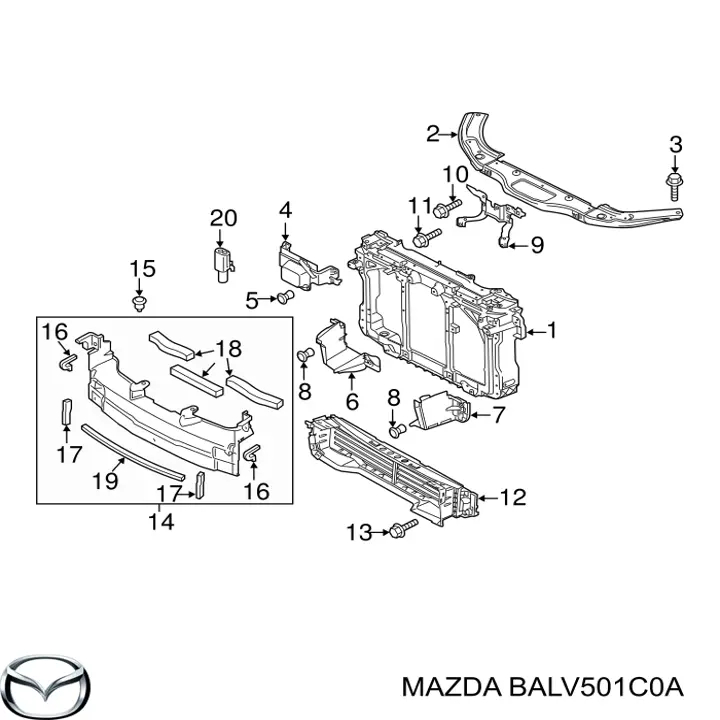 Conduto de ar (defletor) do radiador para Mazda 3 (BM, BN)
