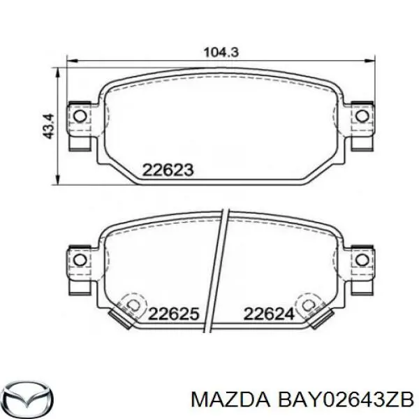 BAY02643ZB Mazda Колодки передние