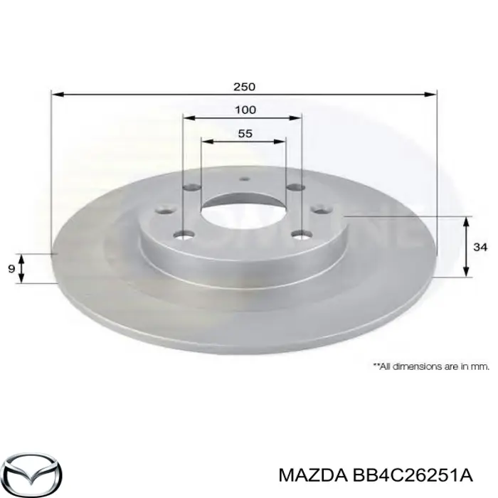 Тормозные диски BB4C26251A Mazda