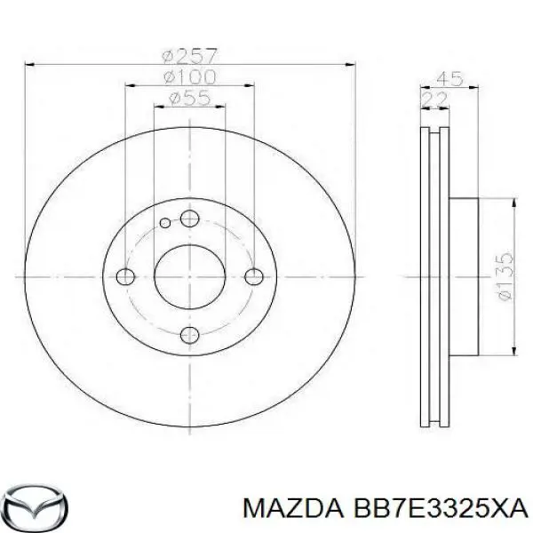 Передние тормозные диски BB7E3325XA Mazda
