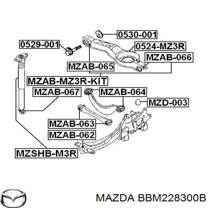 Балансир задний нижний Mazda BBM228300B цена, от 19.65 USD