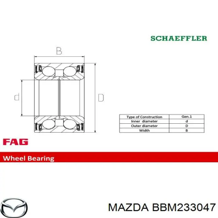 Купить BBM233047 Mazda Подшипник передней ступицы