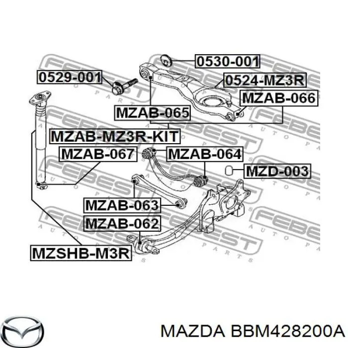 Цапфа поворотная правая Mazda B35P28200 цена, от 36.74 USD