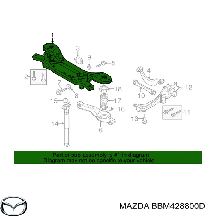 Балка задней подвески поперечная Mazda BBM428800B цена, от 60.81 USD