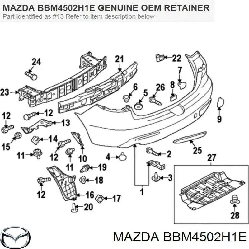 Guia direita do pára-choque traseiro para Mazda 3 (BL)