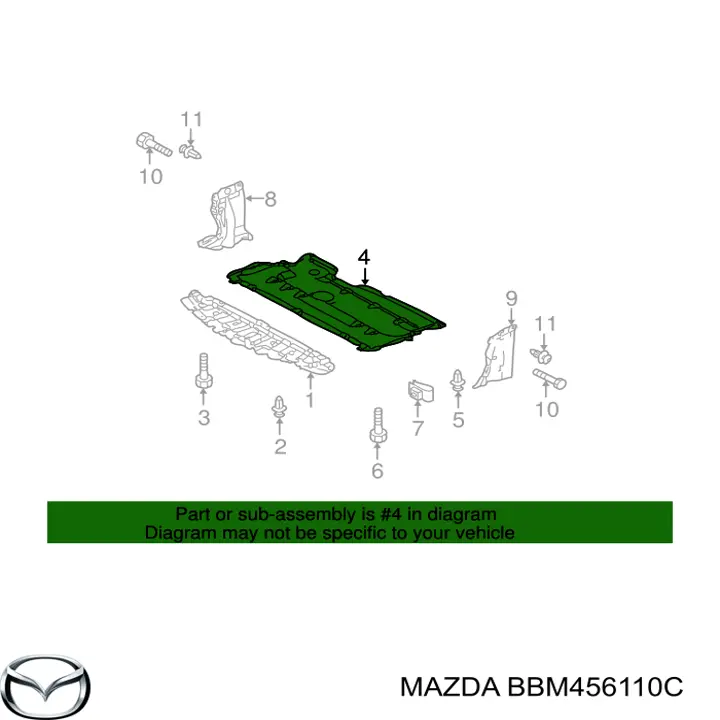 Защита моторного отсека Mazda BBM456110B цена, от 29.08 USD