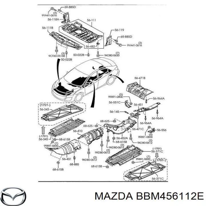 Защита бампера переднего Mazda BBM456112E