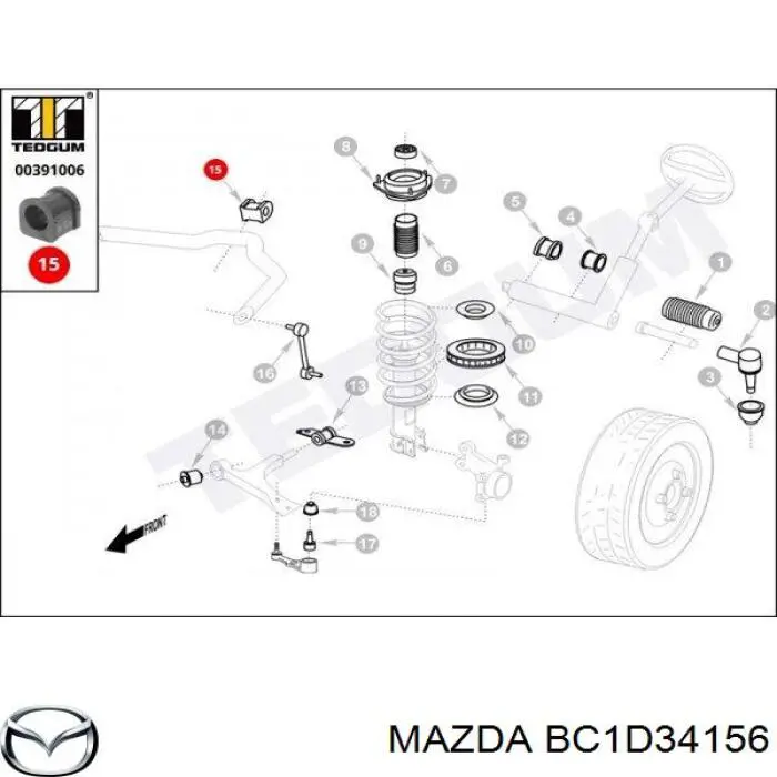 Купить BC1D34156 Mazda Втулки переднего стабилизатора
