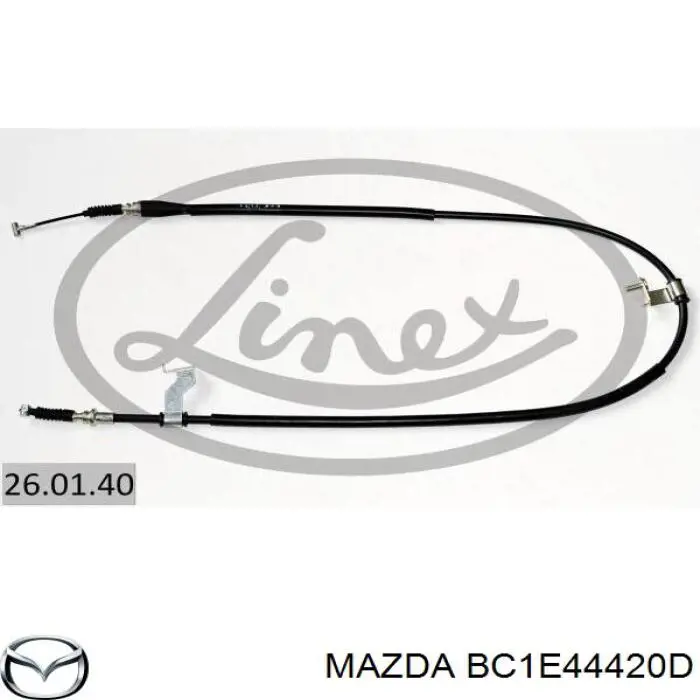 Купить BC1E44420D Mazda Трос стояночного тормоза задний левый