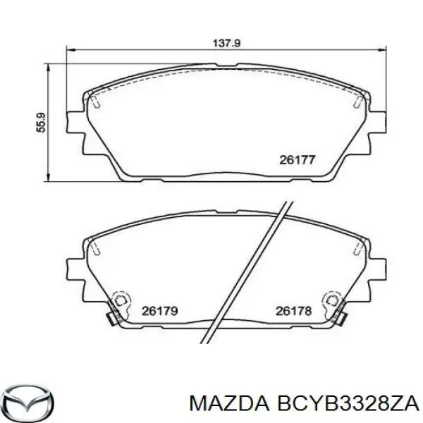 BCYB3328ZA Mazda колодки тормозные передние дисковые