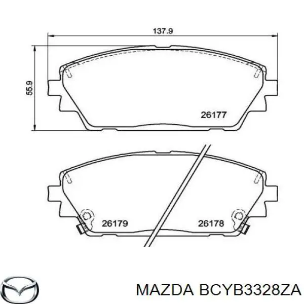 Передние тормозные колодки BCYB3328ZA Mazda