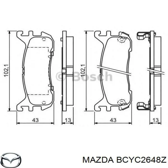 Колодки дисковые  Mazda BCYC2648Z цена, от 16.36 USD