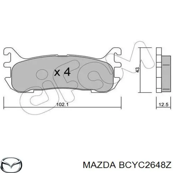 Купить BCYC2648Z Mazda Колодки тормозные задние, дисковые