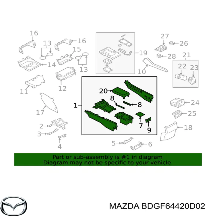 BDGF64420D02 Mazda Консоль центральная панели управления