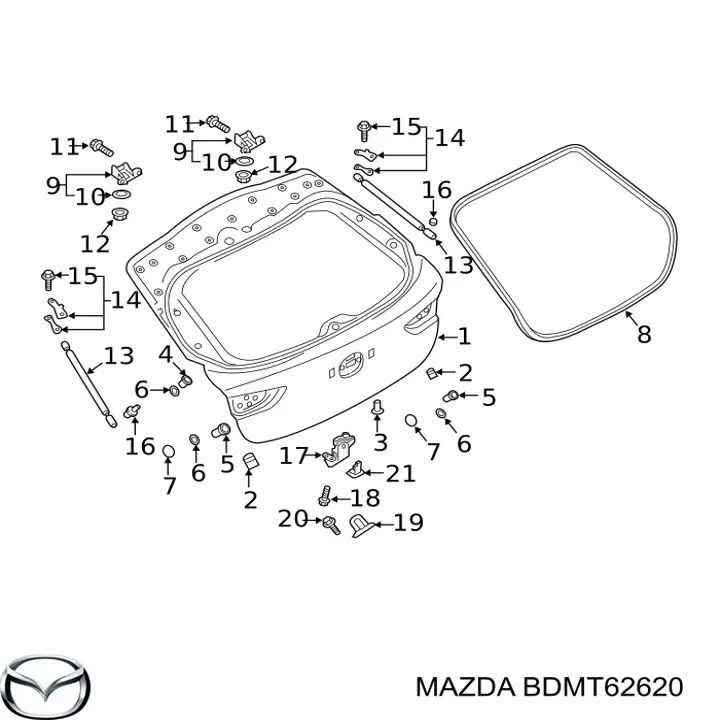 BDMT62620 Mazda Амортизатор крышки багажника
