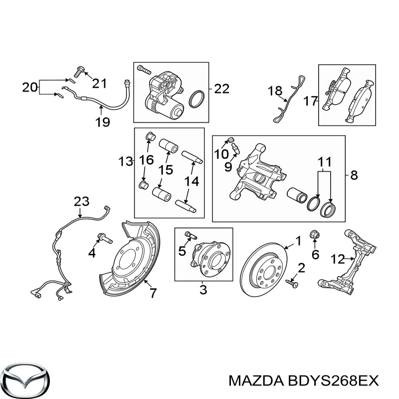 BDYS268EX Mazda Мотор привода тормозного суппорта заднего
