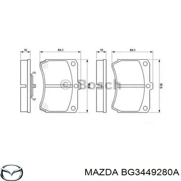 Передние тормозные колодки BG3449280A Mazda