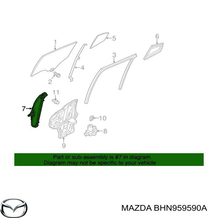 Mecanismo de acionamento de vidro da porta dianteira esquerda Mazda 3  BL