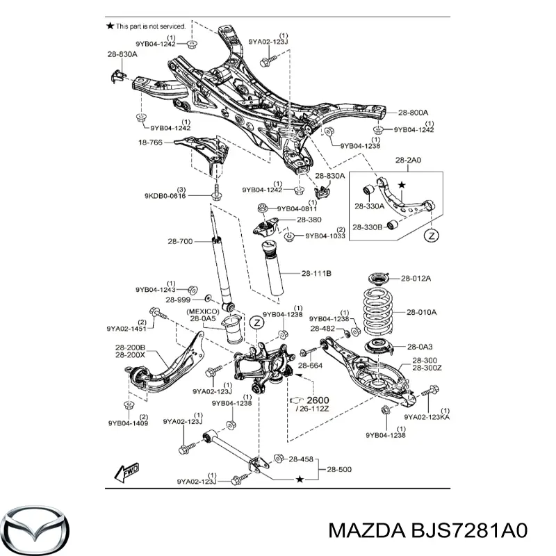 BJS7281A0 Mazda Буфер амортизатора заднего