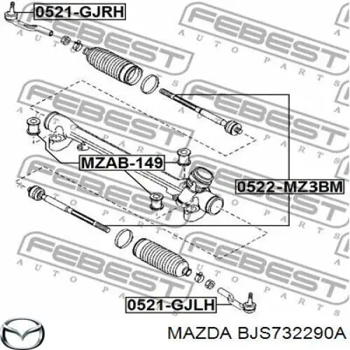 Рулевой наконечник BJS732290A Mazda