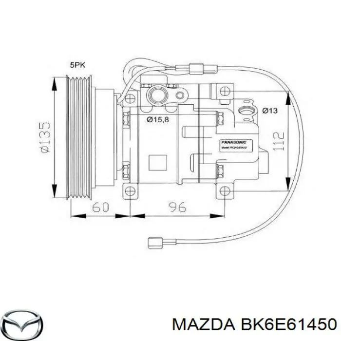 Компрессор кондиционера BK6E61450 Mazda