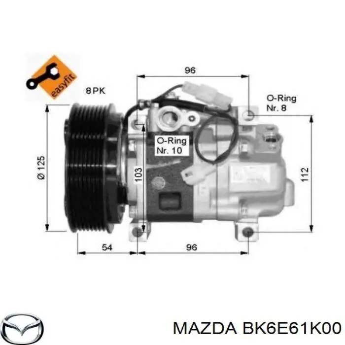 Компрессор кондиционера BK6E61450 Mazda