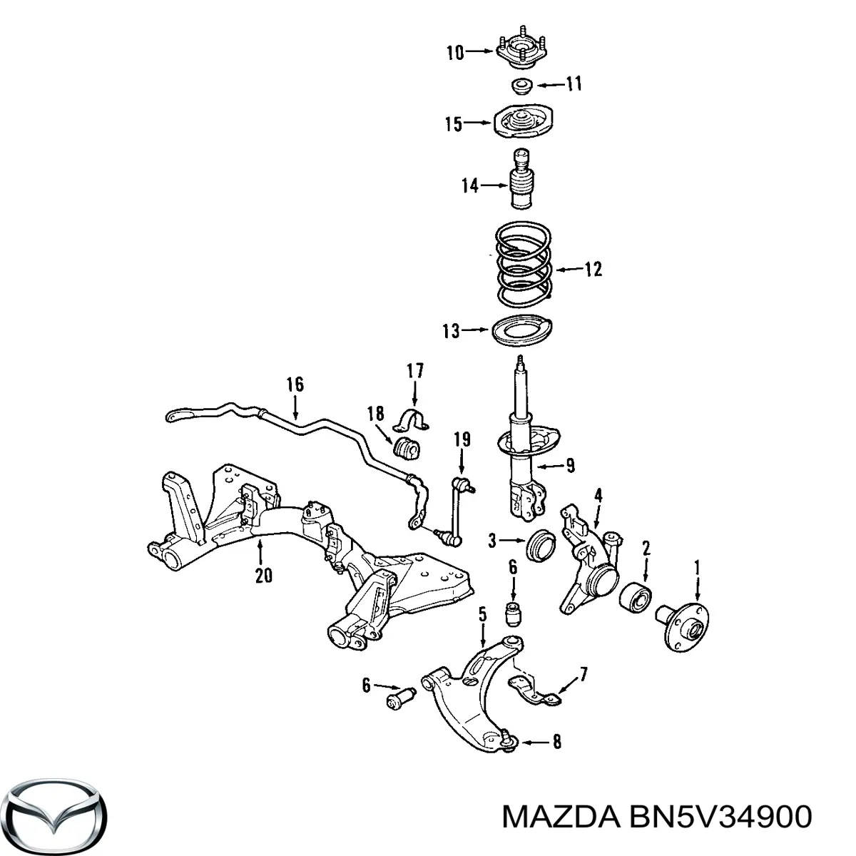 Амортизатор передний левый BN5V34900 Mazda