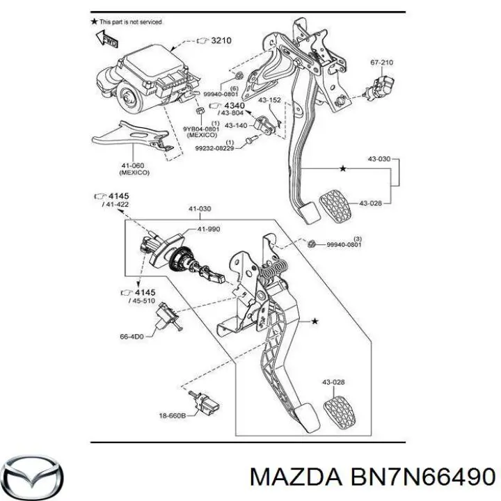 BN7N66490 Mazda sensor de ativação do sinal de parada