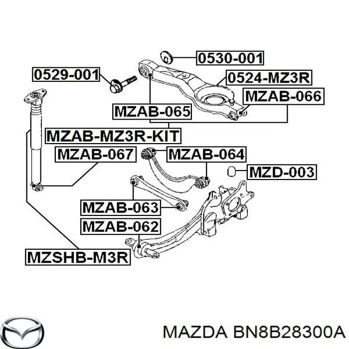 BN8B28300A Mazda Рычаг задней подвески нижний, левый/правый