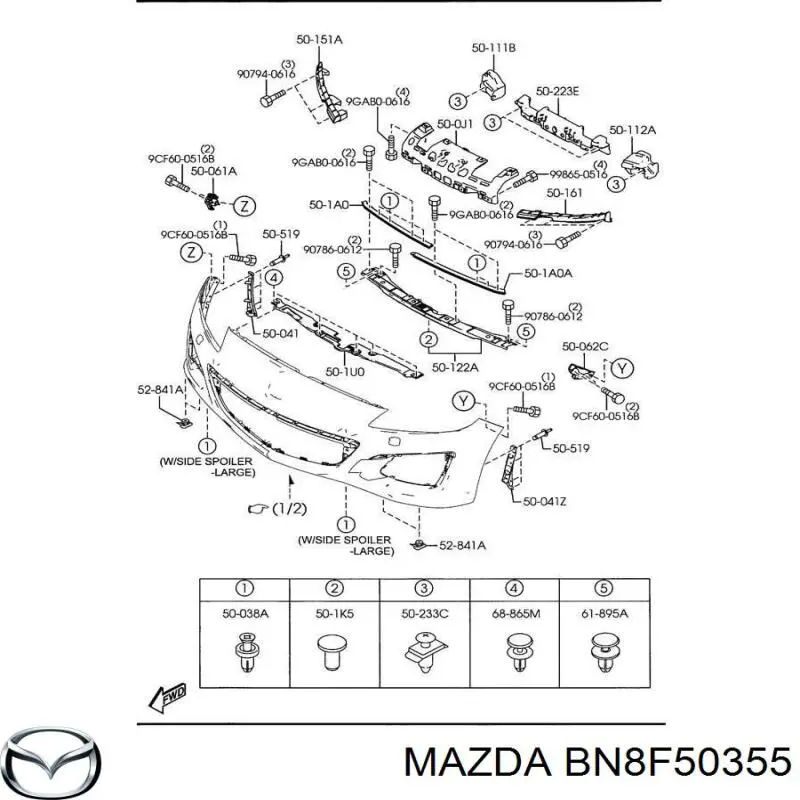 Compre BN8F50355 Mazda Grelha do radiador